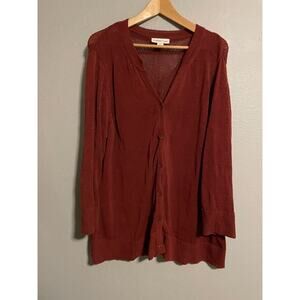 Coldwater Creek Womens Cardigan 3X Red Open Knit Button Up Minimalist Casual